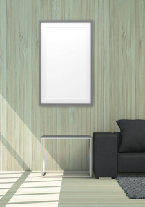 为背景概念框架在客厅背景 3d 渲染