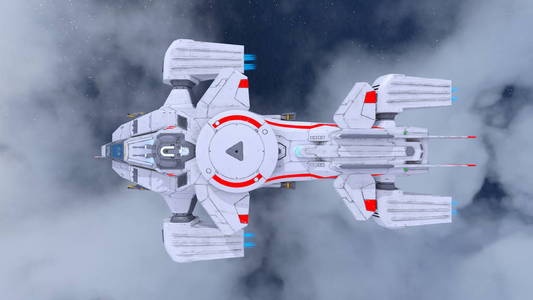 空间船的三维CG渲染。