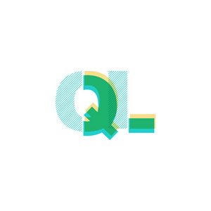 多色联合字母QL标志矢量插图设计
