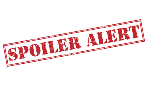 剧透扰流板警告红色邮票隔离白色背景照片