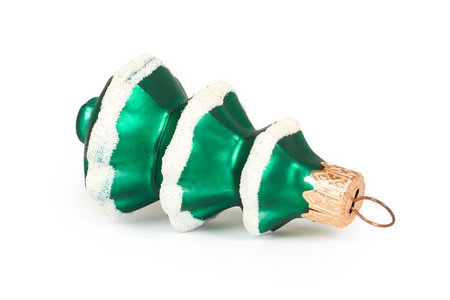 圣诞装饰, 陶瓷绿树在白色背景下隔离。新年对象