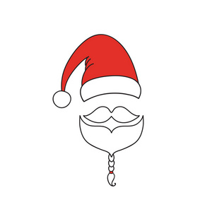 圣诞老人线图标。帽子, 胡子和胡子。装饰性假日设计。矢量插图 Eps10