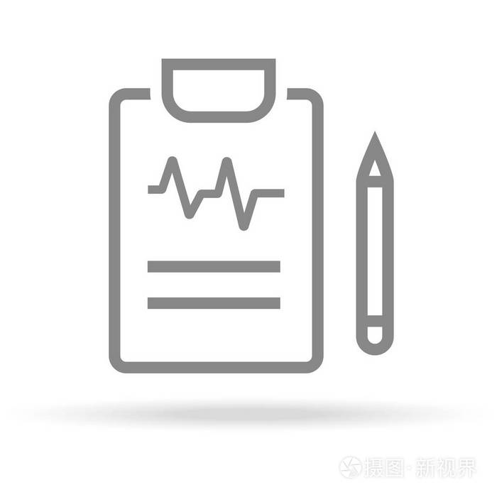 诊断, 医学研究图标在时髦的细线风格隔离白色背景.医学符号为您的设