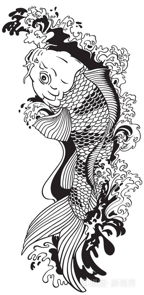 纹身鱼简笔画图片