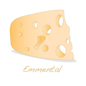 白色背景上的一块瑞士奶酪。乳制品