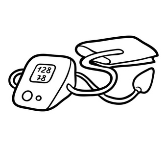 矢量平面卡通插画眼压计测量血压血压测量仪器医疗仪器测量血压脉搏