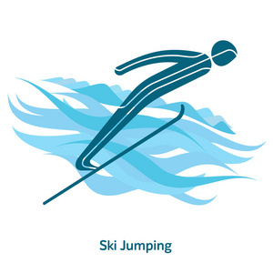滑雪跳跃图标. 奥林匹克种类的活动在2018年.