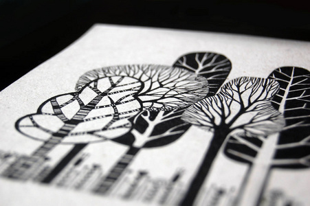 树木和花卉插图的细节