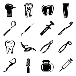 牙科 stomatologist 图标设置, 简单的风格