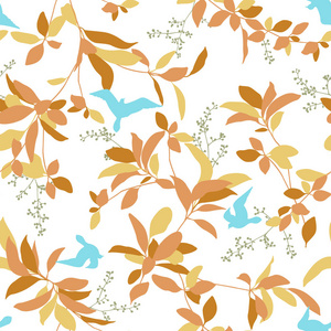 叶子插图图案.它很简单,表达了一种精巧的设计,继续无缝地进行照片