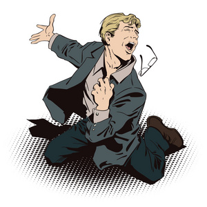 漫画卡通不快乐的人哭泣的男性.不快乐的人.抽泣的商人.