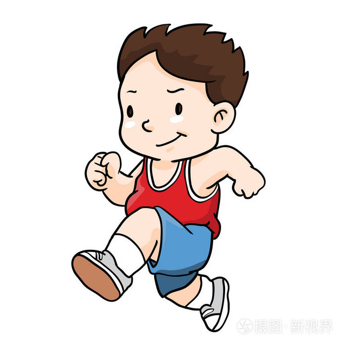 可爱的男孩打羽毛球孩子在玩球孩子赛跑的媒介例证男孩踢足球, 卡通