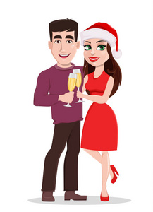 微笑的男人和女人拿着香槟杯