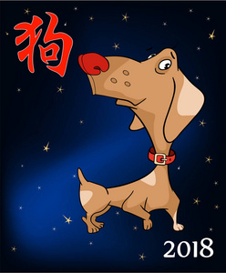 狗年中国动物十二生肖矢量插图图片