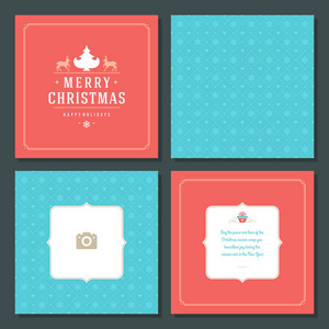 圣诞贺卡矢量设计和图案背景与圣诞快乐假期愿望和家庭照片的地方。