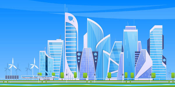 城市景观。集城市建筑摩天大楼热门商业中心