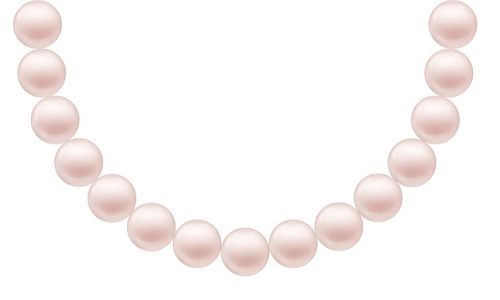 一个现实的珍珠项链的矢量粉红色的颜色, 孤立的白色背景