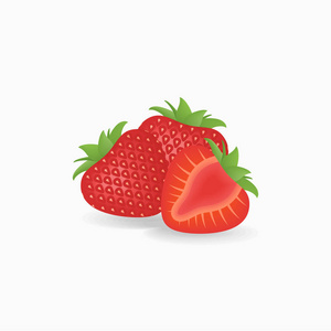 白色背景下的一串草莓