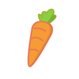 可爱的卡通胡萝卜矢量与孤立的白色背景。鲜胡萝卜