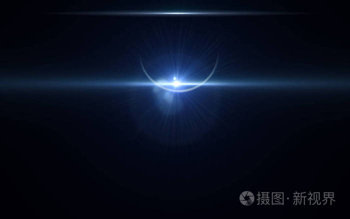 月蚀月亮光在太空背景中闪耀.黑色背景下的数字镜头闪光.