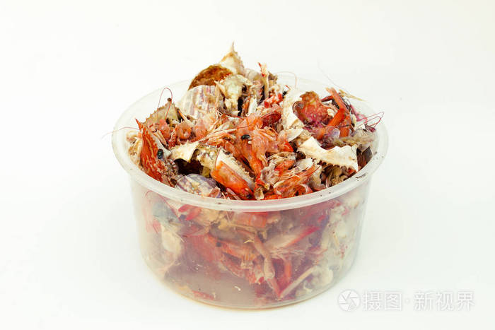 垃圾蟹壳和虾壳