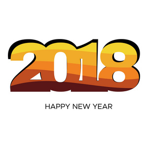 新年快乐2018彩色标签白色背景