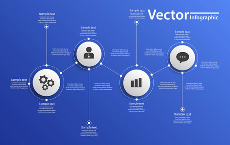 蓝色背景上有圆圈的矢量信息图形。可用于工作流布局图表业务步骤选项横幅网页设计。第10次会议
