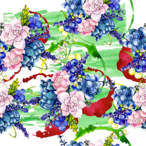 水彩风格的野花花束图案