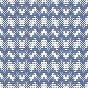 瓷砖蓝白针织矢量图案或冬季背景
