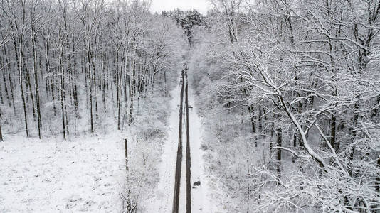 雪覆盖乡间小路的景观