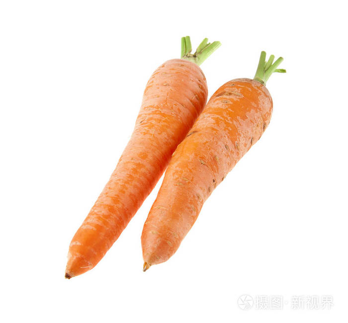 胡萝卜白色背景特写一个孤立