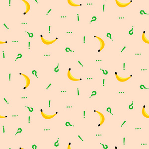 香蕉和标点标记简单矢量无缝背景。纺织图案