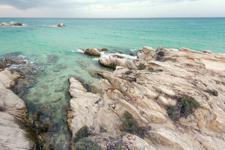 洋海和石头背景海或海水