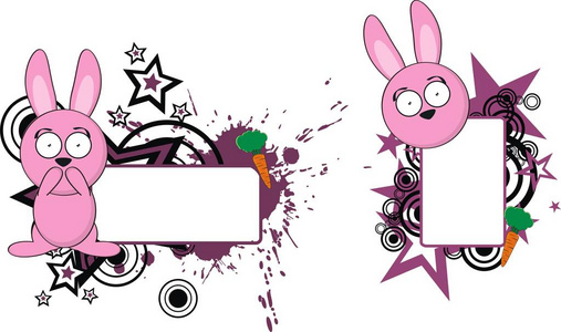 可爱有趣的小兔子卡通复制空间矢量格式非常容易编辑