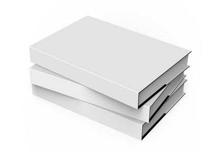 3d渲染精装书三本书模型堆砌并隔离在白色背景上照片