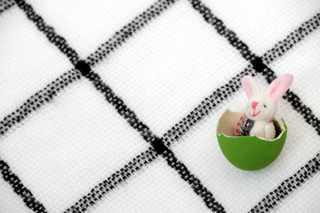 绿色蛋壳中的兔子模型图片