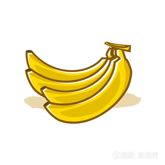 插画 白色背景上分离的4个黄色香蕉图标.eps