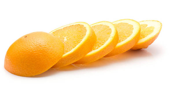 一片橙片，白色背景分离，五片
