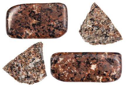 各种 Urtite 的石头隔离在白色