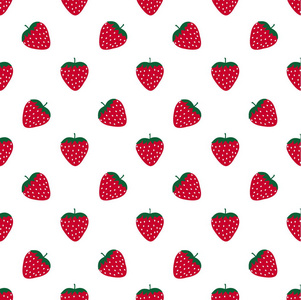 白色背景上孤立的无缝图案草莓抽象彩色浆果矢量插图。卡片印刷品模板壁纸的设计