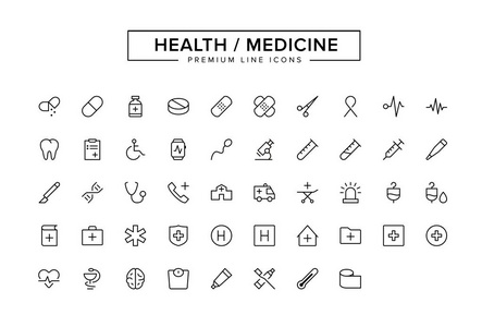 健康医学线图标集