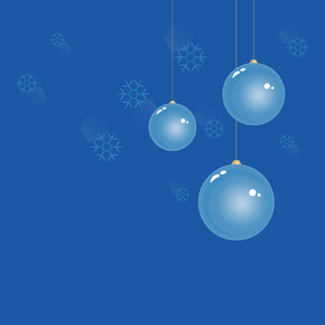 浅蓝色圣诞球在蓝色的冬天背景与雪花。 矢量EPS10厘米