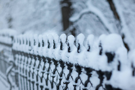 冬季公园, 路边覆盖着雪