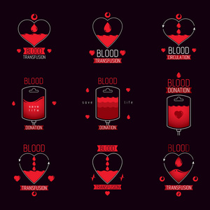 矢量献血概念插图收集。 医疗保健和医疗理念用于医药业务。