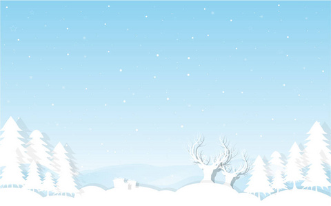圣诞节和新年背景。 装饰着冬天的风景雪花轻星杉树山月。 贺卡。 矢量图。