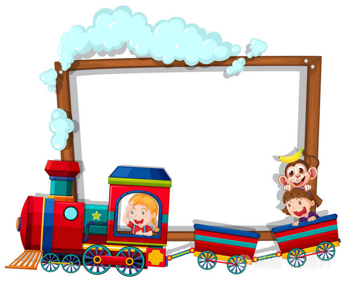 与孩子们在火车上边框模板