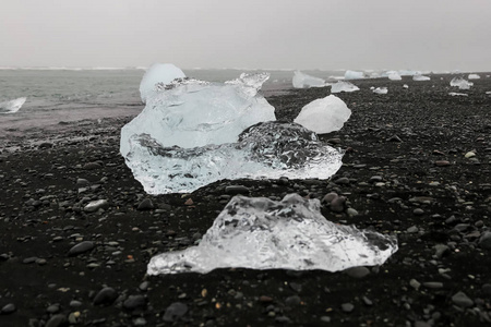 冰在 Jokulsarlon 海滩, 冰岛