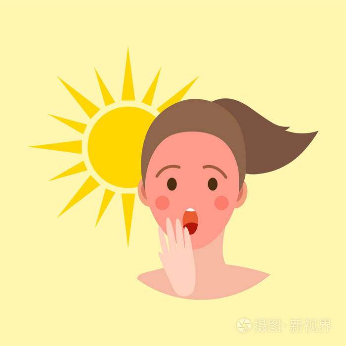 人头像女人度晒伤海滩配件夏日晒黑人矢量插图