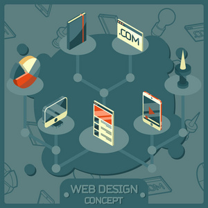 网页设计彩色等距概念图标