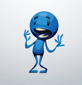 动态小表情滑稽滑稽的小蓝人站在害怕照片